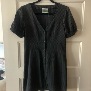 Pinstriped Mini Dress with Button details
